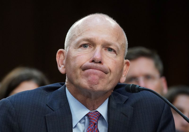 © Reuters. FILE PHOTO: Boeing's CEO Dave Calhoun testifies before a Senate Homeland Security and Governmental Affairs Committee Investigations Subcommittee hearing on the safety culture at Boeing, on Capitol Hill in Washington, U.S., June 18, 2024. REUTERS/Kevin Lamarque/File Photo