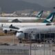 © Reuters. FILE PHOTO: A Cathay Pacific Airbus A350 aircraft is seen in Hong Kong International Airport, in Hong Kong, China September 3, 2024. REUTERS/Tyrone Siu/File Photo