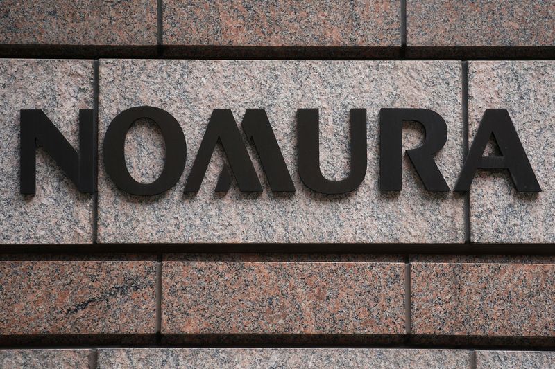 © Reuters. FILE PHOTO: A Nomura logo is pictured at their office in the Manhattan borough of New York City, New York, U.S. June 23, 2017.   REUTERS/Carlo Allegri/File photo