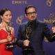 © Reuters. Anna Sawai, winner the Outstanding Lead Actress in a Drama Series award and Hiroyuki Sanada, Outstanding Lead Actor in a Drama Series for