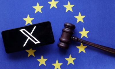 © Reuters. FILE PHOTO: X logo, EU flag and Judge gavel are seen in this illustration taken, August 6, 2024. REUTERS/Dado Ruvic/Illustration/File Photo